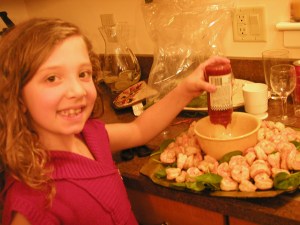 Aunt Cheryl's famous shrimp cocktail (with extra special helper)